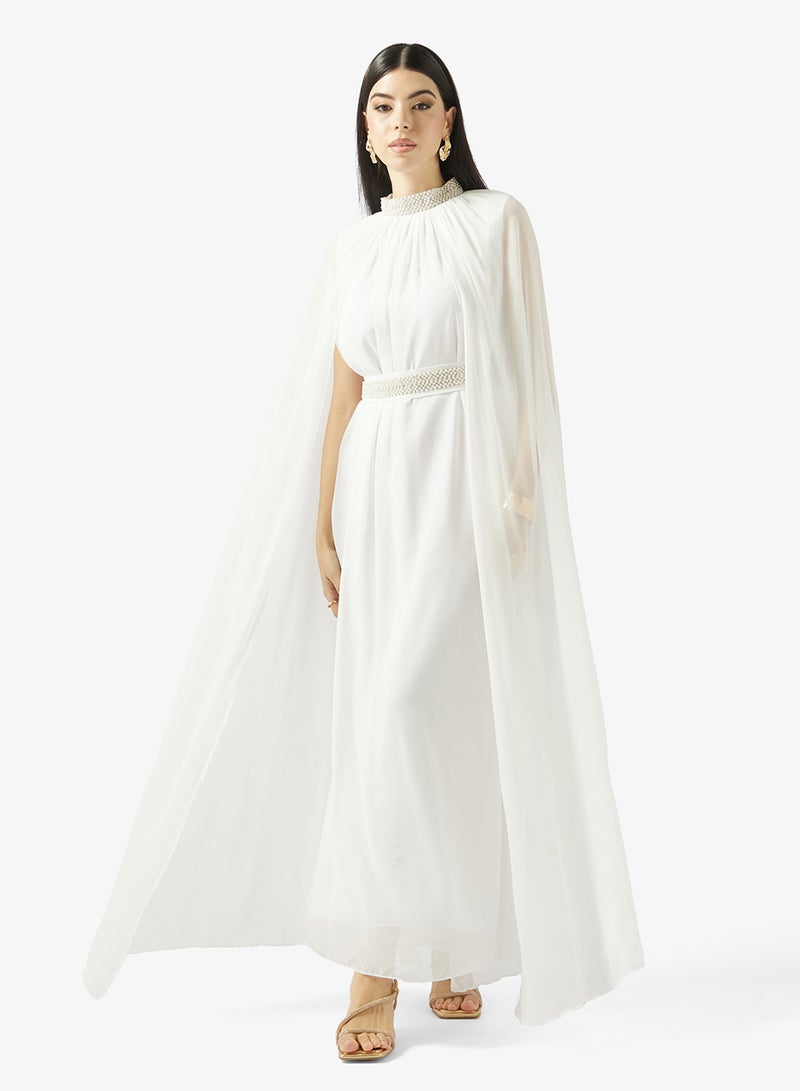 hayas closet Chiffon Cape Dress - Image 4